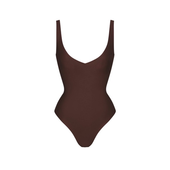 Skims Body Unlined Plunge Bodysuit Cocoa